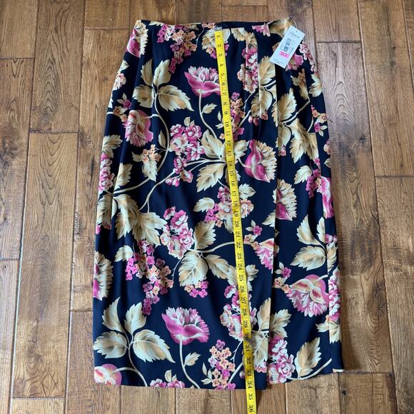 NWT Chaus Womens Button Up Blouse & Skirt Set Sz 16 Black Floral Business career - Picture 10 of 11